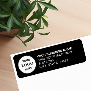Custom Business Logo Black Return Address Label