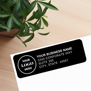 Custom Business Logo Black Return Address Label