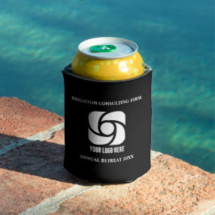 Custom Business Logo Black White Company Marketing Can Cooler