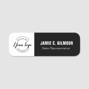 Custom Business Logo Black White Employee Magnetic Name Tag