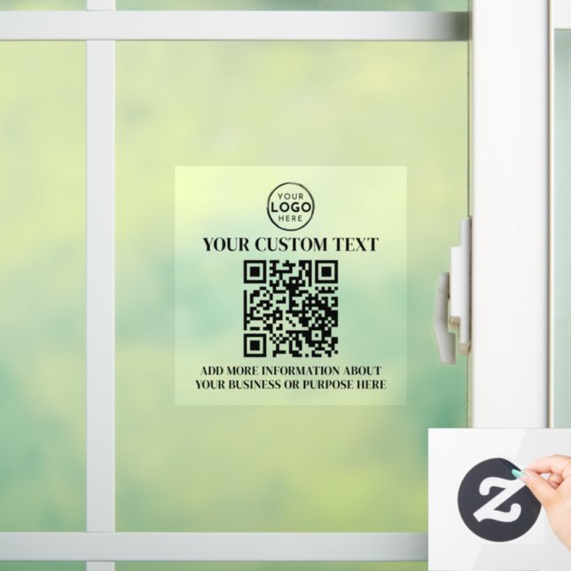 Custom Business Logo Black White Text QR Code Window Cling (Home)