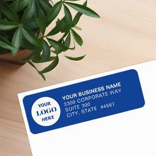 Custom Business Logo Blue Return Address Label