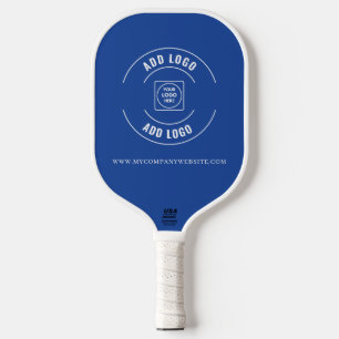 Custom Business Logo Blue Website Promo Pickleball Paddle