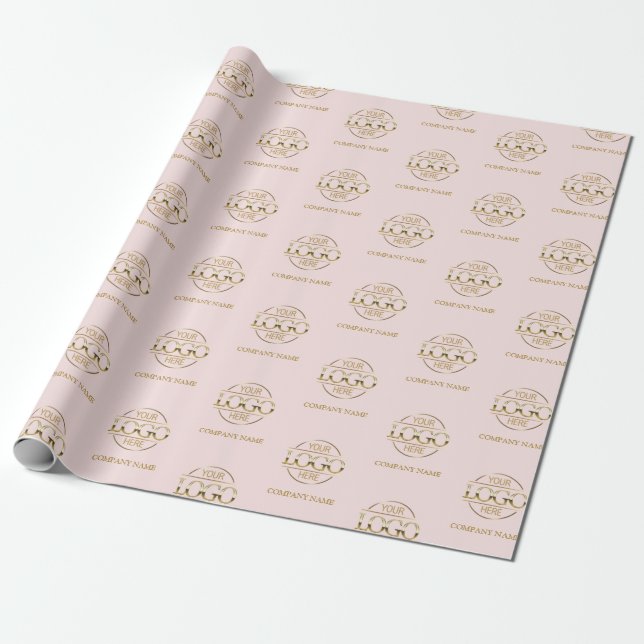 Custom Business Logo Blush Pink Promotional Wrapping Paper (Unrolled)