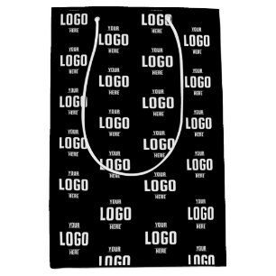 Custom Business Logo Branded – Black  Medium Gift Bag