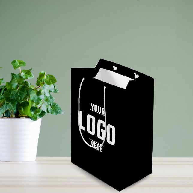 Custom Business Logo Branded – Black  Medium Gift Bag (Custom Business Logo Branded – Black Medium Gift Bag)