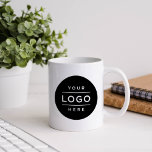 Custom Business Logo Branded Coffee Mug<br><div class="desc">Custom two-sided branded coffee mug features your professional business logo design that can be personalised. Simply add your company logo to the black round placeholder image space.</div>