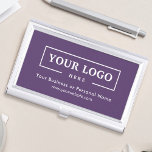 Custom Business Logo Branded Corporate Purple Business Card Holder<br><div class="desc">Create your personalised professional business card holder with your own company logo and custom text. Custom branded business card holders are great practical corporate gifts for executives and employees,  and they add a professional touch and promotional value to presenting your cards to customers. No minimum order quantity.</div>