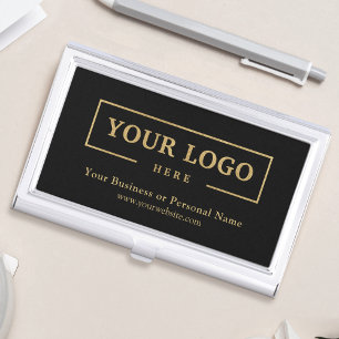 Custom Business Logo Branded Corporate Rose Gold Business Card Holder