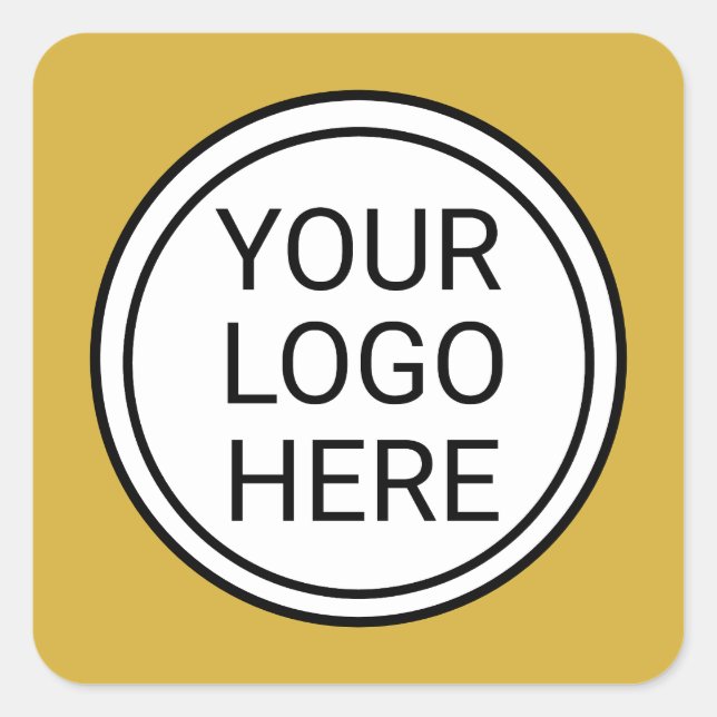 Custom Business Logo Branded Gold Square Sticker (Front)