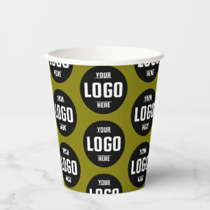 Custom Business Logo Branded Paper Cups – Green