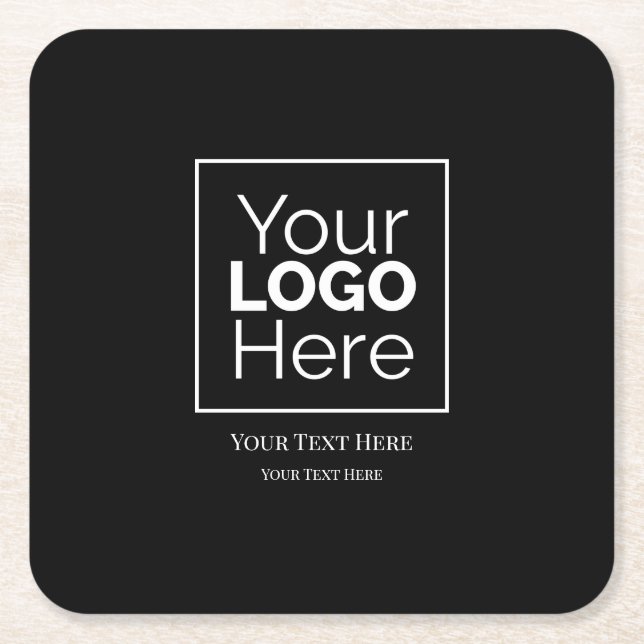 Custom Business Logo Branded Professional  Square Paper Coaster (Front)