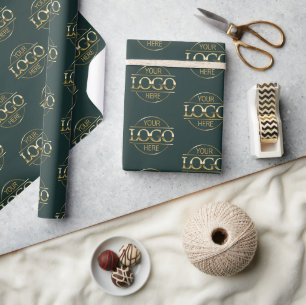 Custom Business Logo Branded Promotional Green Wrapping Paper