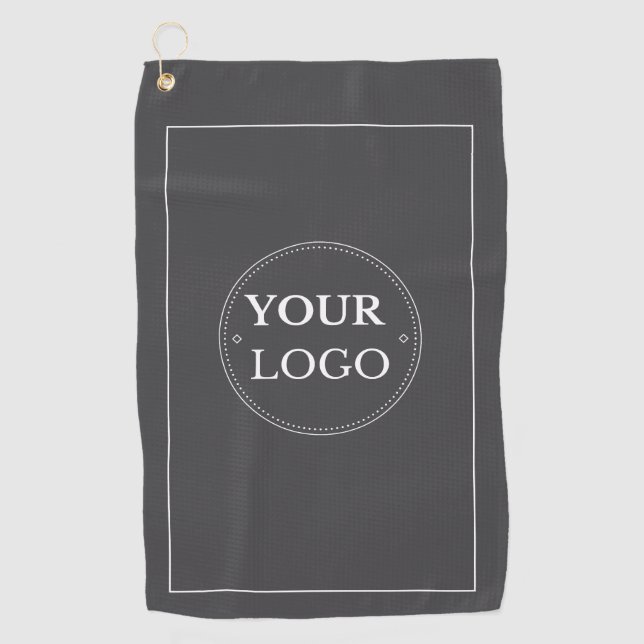 Custom Business Logo Branded Promotional Grey  Golf Towel (Front)