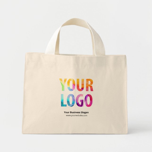 Custom Business Logo Branded Promotional Mini Tote Bag (Front)