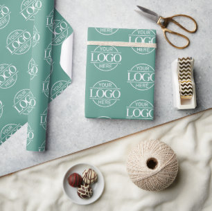 Custom Business Logo Branded Promotional Teal Wrapping Paper