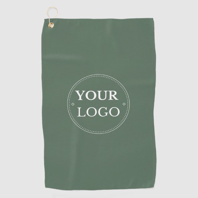 Custom Business Logo Branded Sage Green Golf Towel (Front)