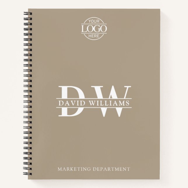 Custom Business Logo & Branding Monogram Initials Notebook (Front)