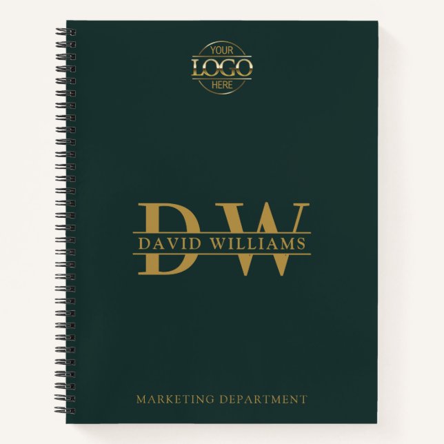 Custom Business Logo & Branding Monogram Initials Notebook (Front)