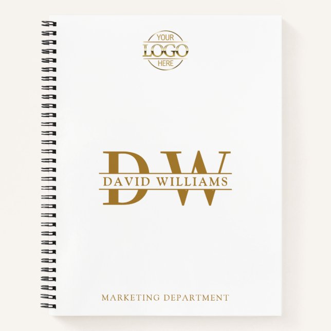 Custom Business Logo & Branding Monogram Initials Notebook (Front)