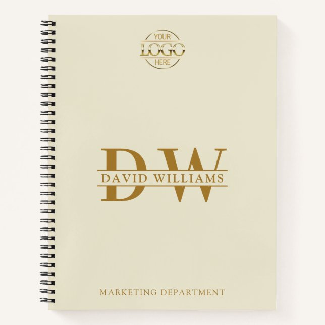 Custom Business Logo & Branding Monogram Initials Notebook (Front)