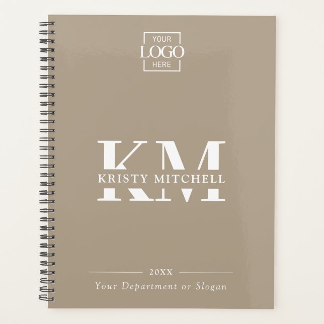 Custom Business Logo & Branding Monogram Initials Planner (Front)