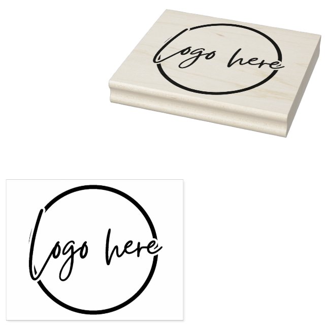 Custom Business logo Branding Wood Rubber Stamp (Stamped)