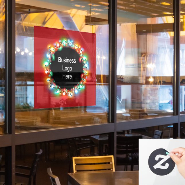 Custom Business Logo Christmas Holiday Light Bulbs Window Cling (Restaurant Window)