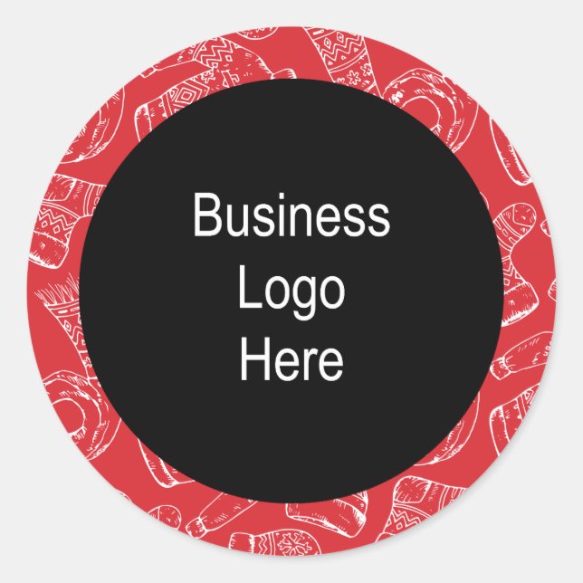 Custom Business Logo Christmas Holiday Pattern Classic Round Sticker (Front)
