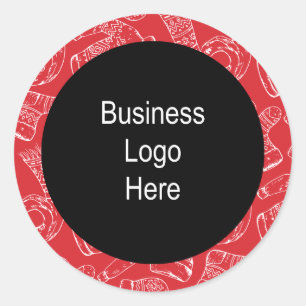 Custom Business Logo Christmas Holiday Pattern Classic Round Sticker