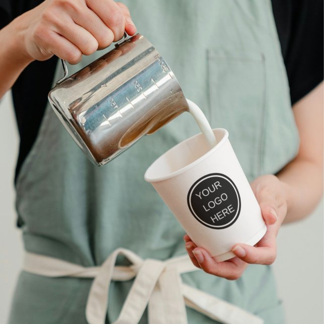 Custom Business Logo Clean Black & White Expresso Paper Cups (Creator Uploaded)