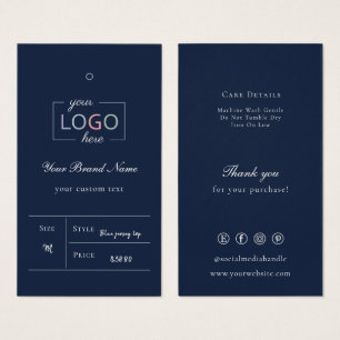 Custom Business Logo Clothing Price Tag Navy Blue 
