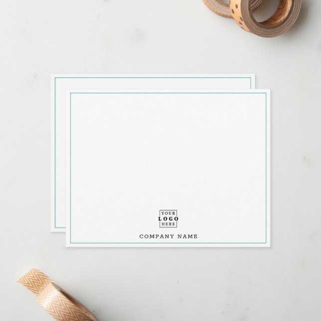  Custom Business Logo Company Branded Teal Border Card (Front/Back In Situ)