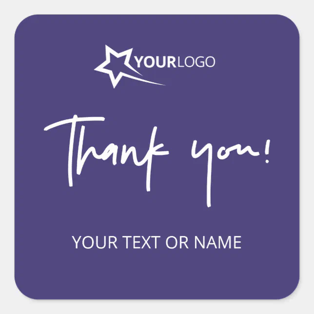 Custom Business Logo Company Branded Thank You Square Sticker | Zazzle