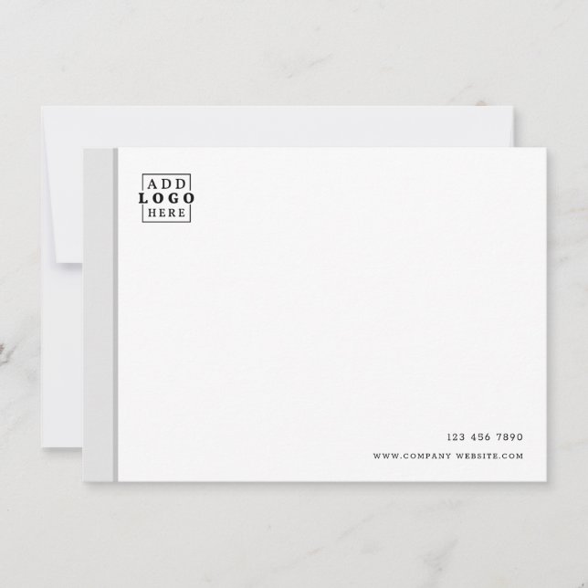Custom Business Logo Company Contact Grey Border  Card (Front)