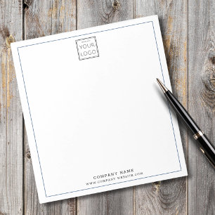 Custom Business Logo Company Name Blue Border Notepad