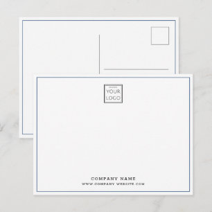 Custom Business Logo Company Name Blue Border Postcard