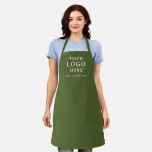 Custom Business Logo Company Name Branded Green Apron