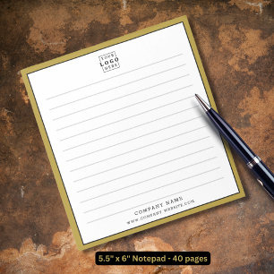 Custom Business Logo Company Name Gold Border Notepad