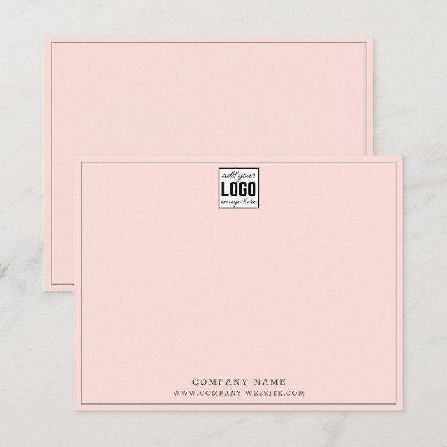 Custom Business Logo Company Name Grey Line Pink Card (Front/Back)