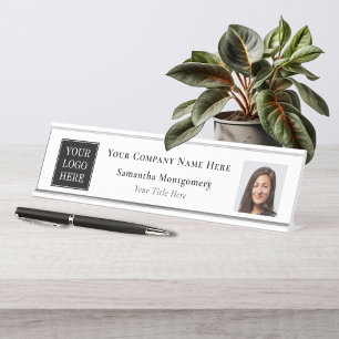 Custom Business Logo Company Name Title Photo Desk Name Plate