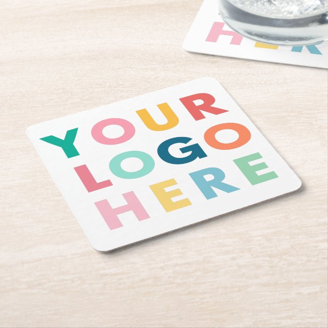 Custom Business Logo Company Party Event Supplies Square Paper Coaster (Angled)