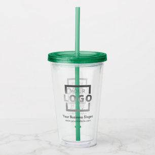 Custom Business Logo Company Promotional Green Acrylic Tumbler
