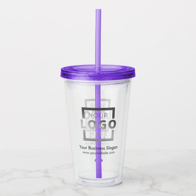 Custom Business Logo Company Promotional Purple Acrylic Tumbler (Front)