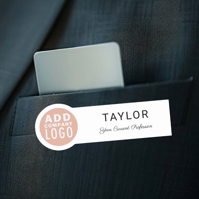 Custom Business Logo Company Staff Name Tag (Custom Business Logo pink Name Tag)