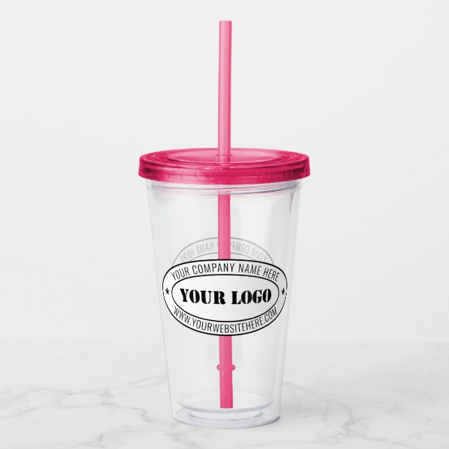 Custom Business Logo Company Stamp Personalised  Acrylic Tumbler (Front)