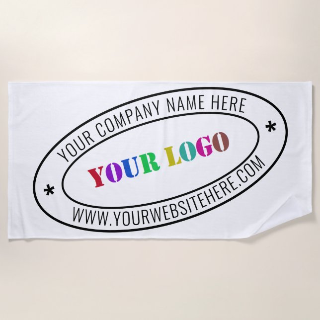 Custom Business Logo Company Stamp - Personalised  Beach Towel (Front)
