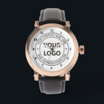 Custom Business Logo Company Watch Personalised<br><div class="desc">Custom Colours and Fonts Personalised Watches with Your Company Logo and Text Professional Design Business Promotional Watch Gift - Add Your Logo - Image or QR Code - Photo / and Name - Company / Website or other Information / text - Resize and move or remove and add elements /...</div>