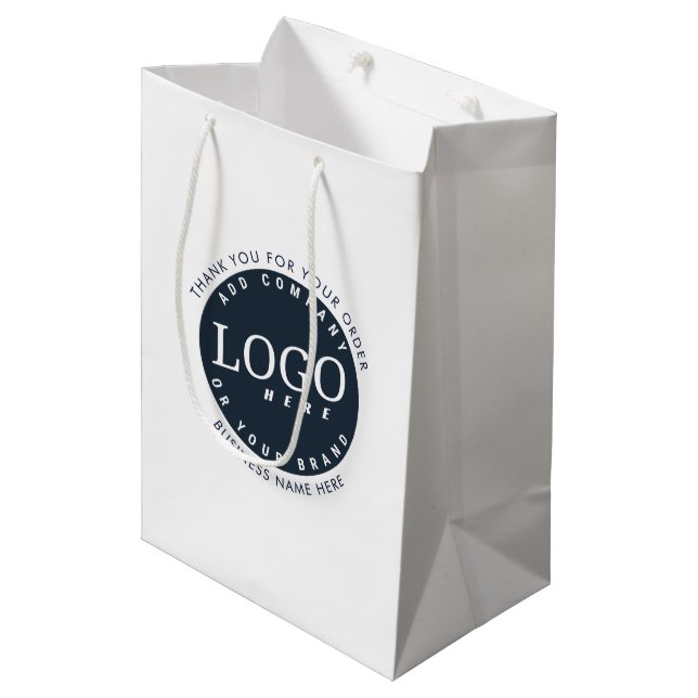 Custom Business Logo Company with Text Medium Gift Bag (Front Angled)