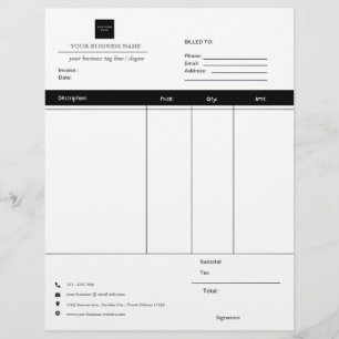 Custom Business Logo Contractor Invoice Custom Letterhead